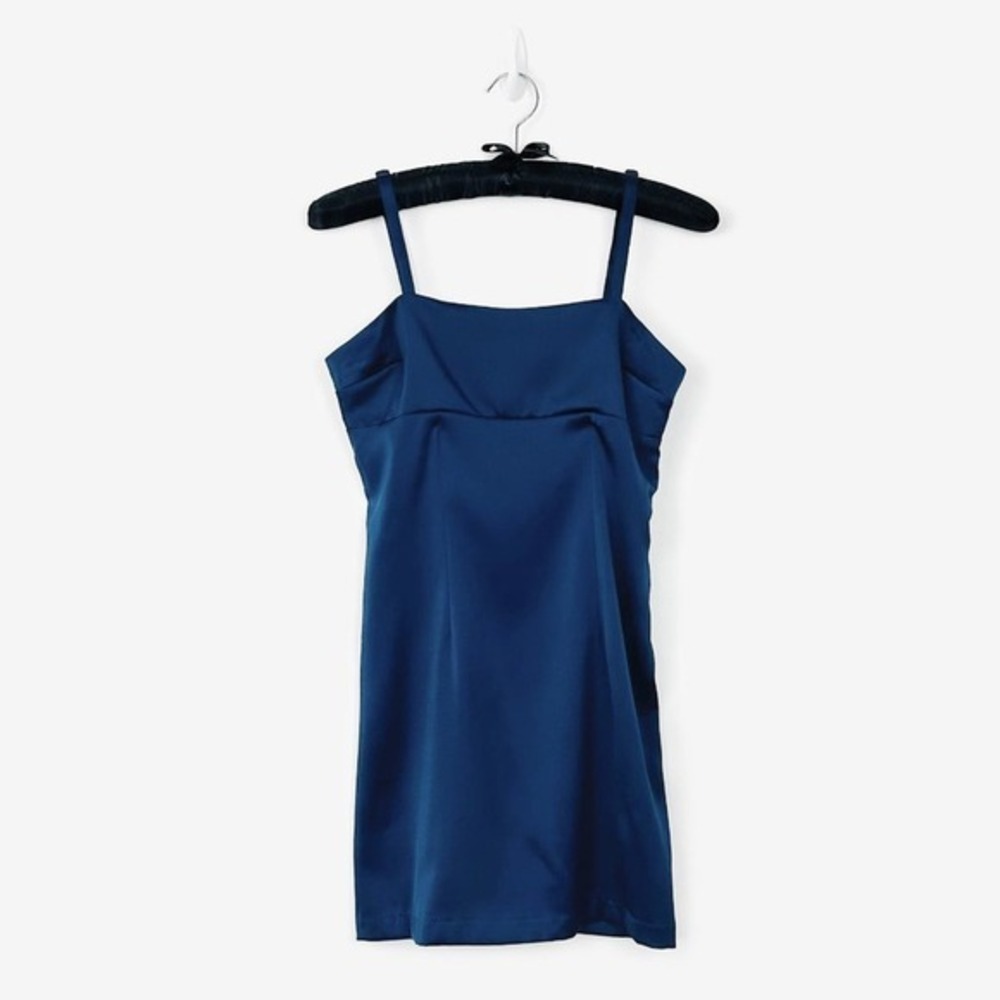 Urban Outfitters Wesley Satin‎ Slip Dress Size M Navy Blue Glam Cocktail Party